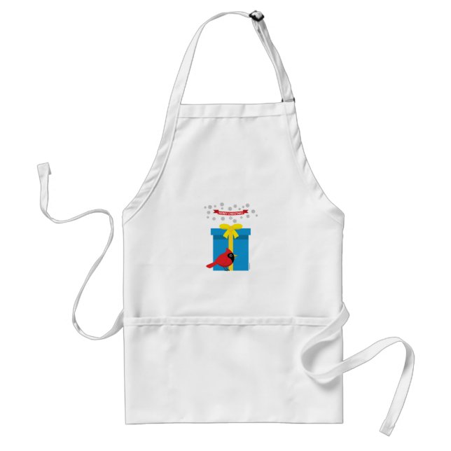 Cute Red Cardinal With Blue Gift Standard Apron (Front)