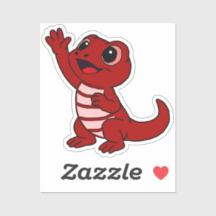 Cute Red Cartoon Lizard for Water Bottle