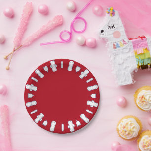 Cute Red Cartoon Pad Border First Period Party  Paper Plate