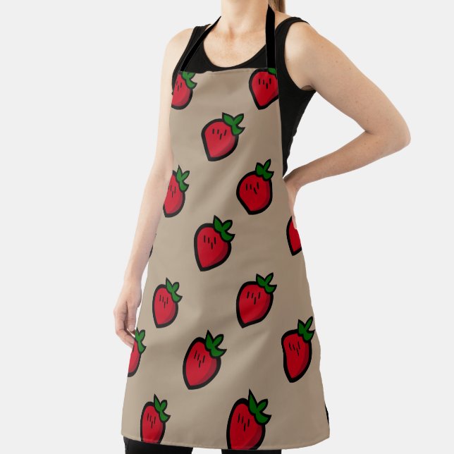 Cute Red Cartoon Strawberries for Vegetarians Apron (Insitu)