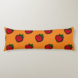 Cute Red Cartoon Strawberries for Vegetarians Body Cushion