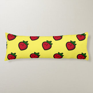 Cute Red Cartoon Strawberries for Vegetarians Body Cushion