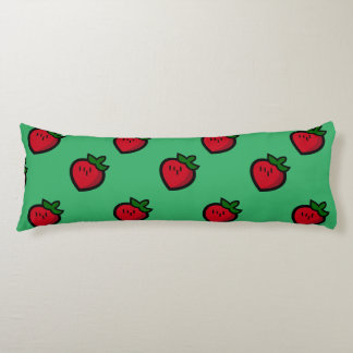 Cute Red Cartoon Strawberries for Vegetarians Body Cushion
