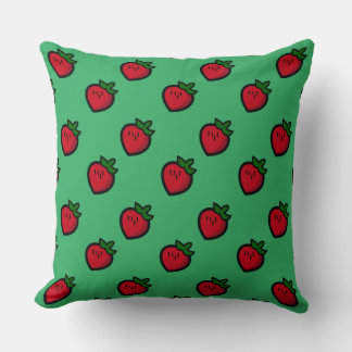 Cute Red Cartoon Strawberries for Vegetarians Cushion