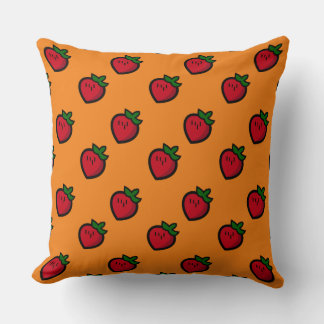 Cute Red Cartoon Strawberries for Vegetarians Cushion