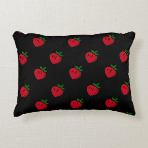 Cute Red Cartoon Strawberries for Vegetarians Decorative Cushion