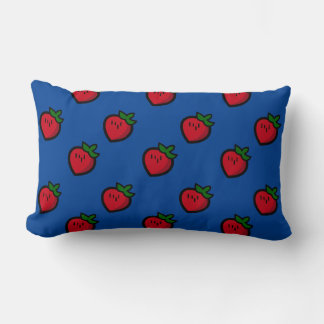 Cute Red Cartoon Strawberries for Vegetarians Lumbar Cushion