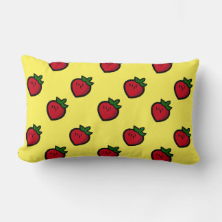 Cute Red Cartoon Strawberries for Vegetarians Lumbar Cushion