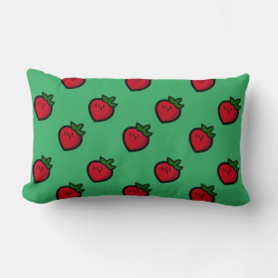 Cute Red Cartoon Strawberries for Vegetarians Lumbar Cushion