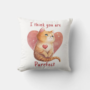 Cute red cat love pun fun Valentine Cushion