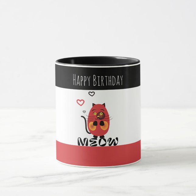 Cute red cat mug (Center)