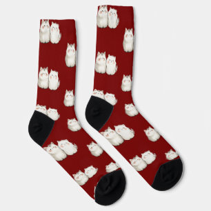 Cute Red Cat Pattern Socks – Cosy & Stylish Feline