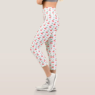 Cute Red Cherries Fruit Pattern Capri Leggings