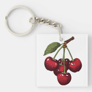 Cute Red Cherries mum goft Glossy Sweet Cher Key Ring