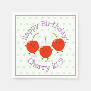 Cute red cherry friends cartoon illustration napkin