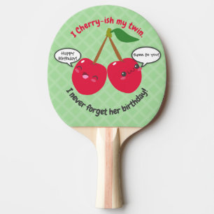 Cute Red Cherry Kawaii Twins Birthday Ping Pong Paddle