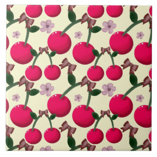 Cute red cherry pattern ceramic tile
