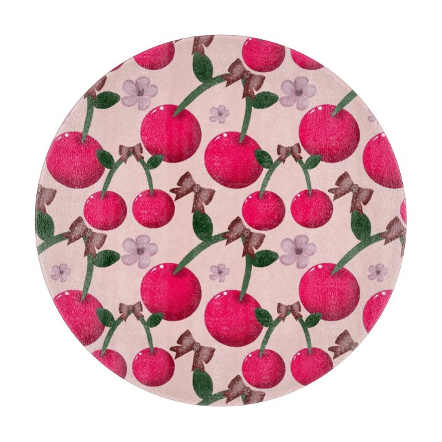 Cute red cherry pattern  cutting board (Front)