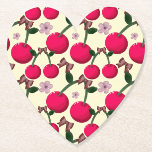 Cute red cherry pattern  paper coaster