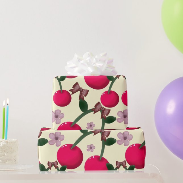 Cute red cherry pattern  wrapping paper (Party Gifts)