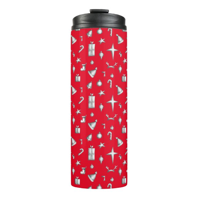 Cute Red Christmas elements pattern holiday Thermal Tumbler (Front)