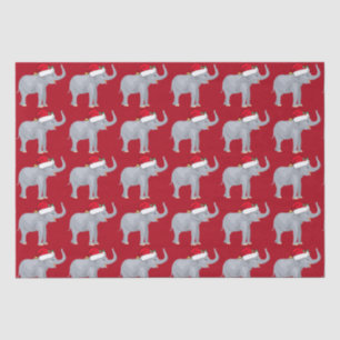 Cute Red Christmas Elephant in Santa Hat Tissue Paper