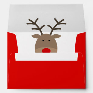 Cute red Christmas envelopes with Santa's reindeer