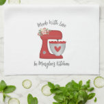 Cute Red Christmas Floral Bakery Cake Mixer Tea Towel<br><div class="desc">A cute red cake mixer with flowers and a heart decorates this Christmas kitchen towel. Personalise it with your name or the name of a friend. Makes a fabulous Christmas gift. Designed for you by Blackberry Boulevard.</div>
