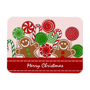 Cute red Christmas gingerbreads Magnet