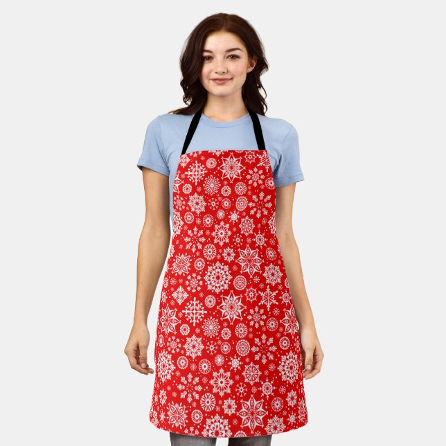 cute red christmas snowflakes  apron (Worn)