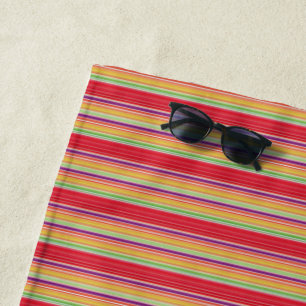 Cute red colourful stripes beach towel