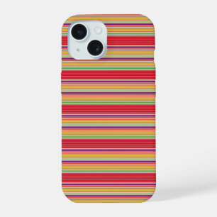Cute red colourful stripes iPhone 15 case