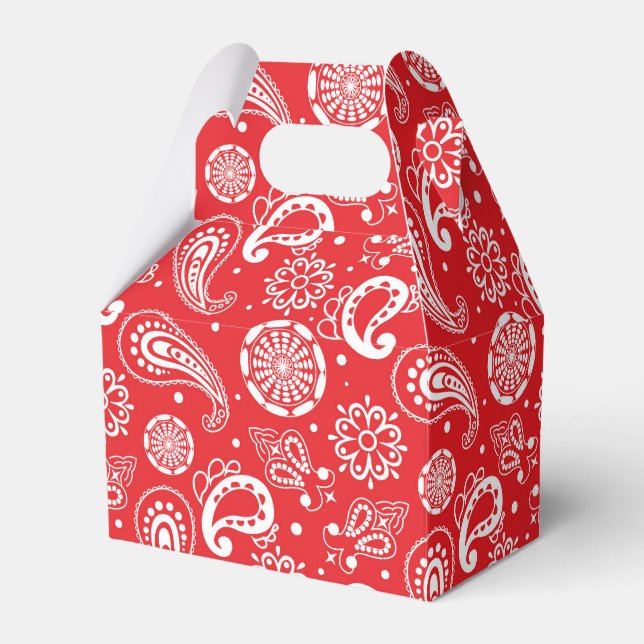 cute red Country Paisley tiled pattern  Favour Box (Front Side)