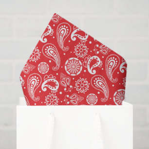 cute red Country Paisley tiled pattern  Tissue Paper