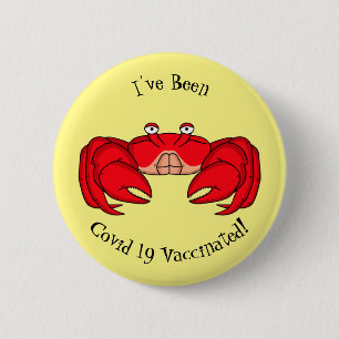 Cute red crab cartoon illustration 6 cm round badge