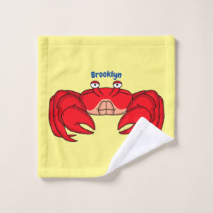 Cute red crab cartoon illustration bath towel set