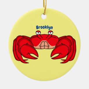 Cute red crab cartoon illustration ceramic ornament