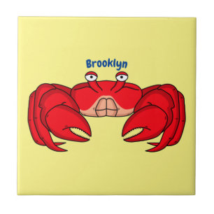 Cute red crab cartoon illustration ceramic tile