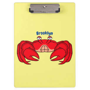 Cute red crab cartoon illustration clipboard