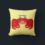 Cute red crab cartoon illustration  cushion<br><div class="desc">A happy red crab for crustacean fun! Cartoon style.</div>