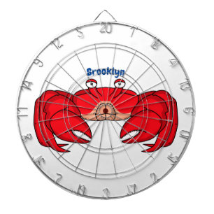 Cute red crab cartoon illustration dartboard