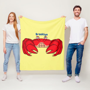 Cute red crab cartoon illustration  fleece blanket