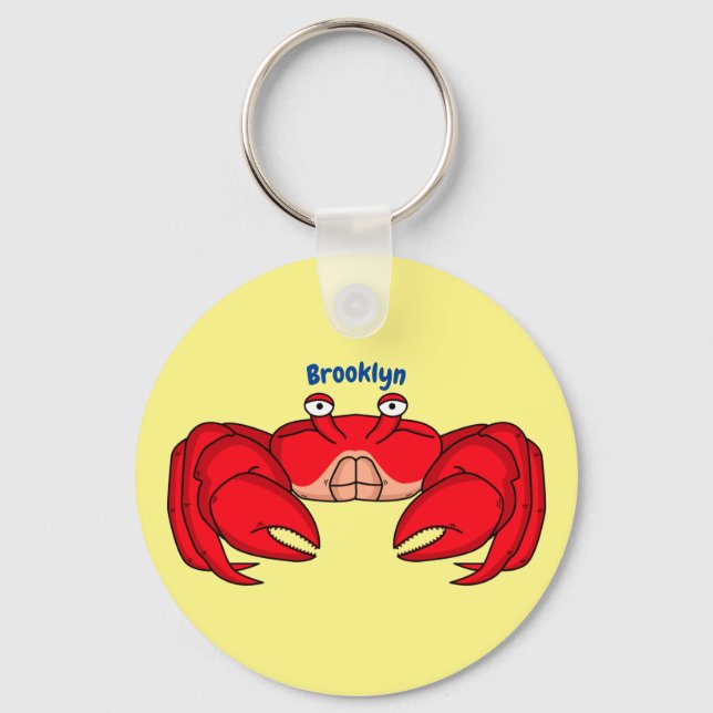 Cute red crab cartoon illustration  key ring (Front)