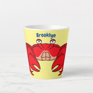 Cute red crab cartoon illustration latte mug