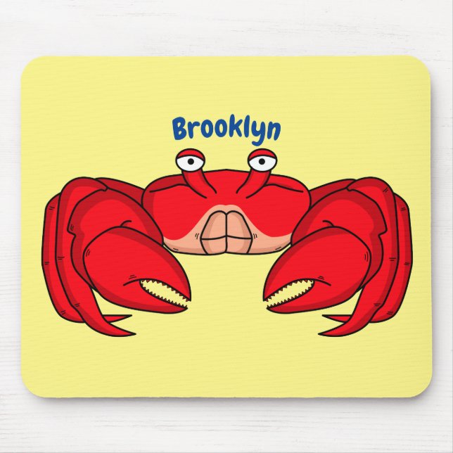 Cute red crab cartoon illustration mouse pad (Front)