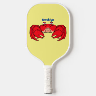 Cute red crab cartoon illustration pickleball paddle