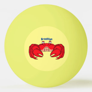 Cute red crab cartoon illustration ping pong ball