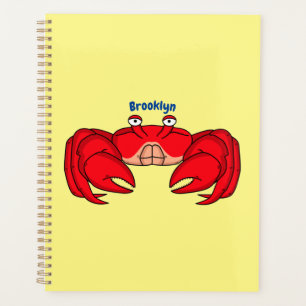 Cute red crab cartoon illustration planner
