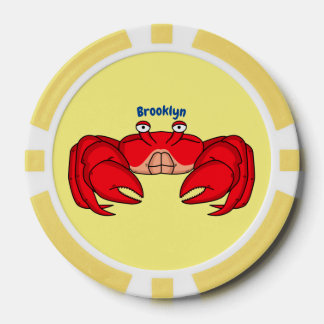 Cute red crab cartoon illustration poker chips