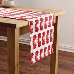 Cute red crab cartoon illustration short table runner